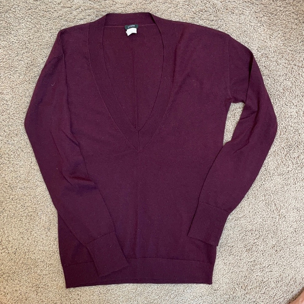 J. Crew deep-V maroon sweater